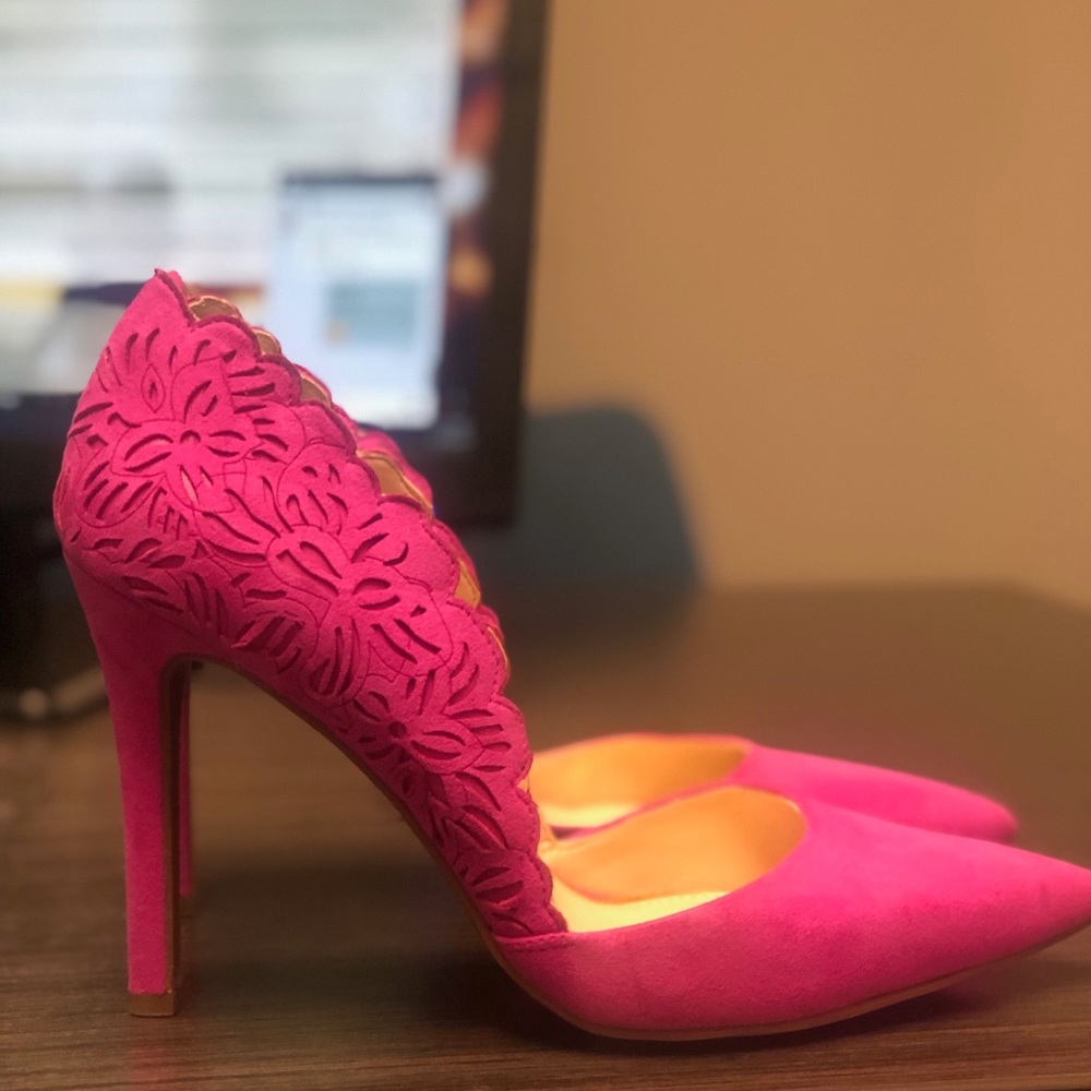 NEW Jessica Simpson Pink Pattern Heels Sz 8